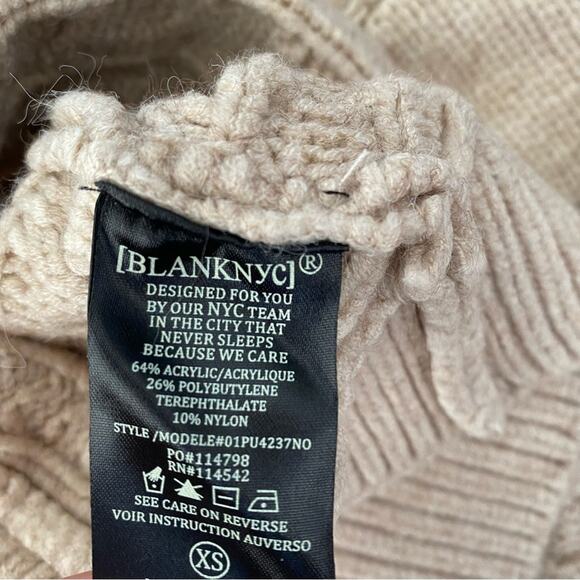 Blank NYC Horizontal Cable Crewneck Sweater Tan Aspen NWTs size XS - Picture 8 of 8